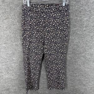 New Rafaella Pants Women 6 Gray Animal Print Capri MId Rise Flat Front Skinny